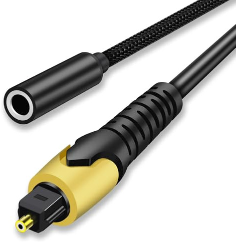 192KHz DAC Optical to 3.5mm Female Converter,Optical Audio Cable to AUX Cable Adapter,Digital to Analog Audio Converter for HDTV DVD Set-top Boxes (Unidirectional O-ptical to A UX) Aux Cable - 5FT