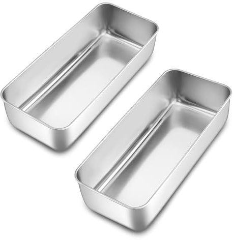 Homikit 2 stycken 30,5 cm brödform i rostfritt stål | Brödform för tårta bröd, rektangulär brödform bakform, 7,6 cm djup, hälsosam och giftfri, diskmaskinssäker