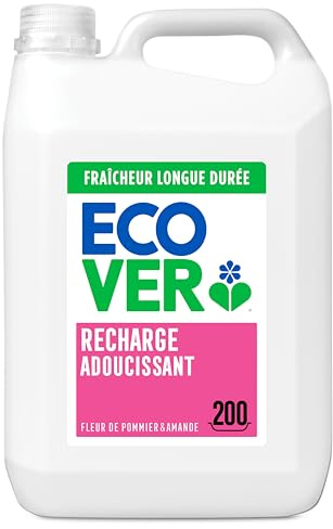 Ecover Concentrated Fabric Softener Refill, Fabric Conditioner to Soften Your Clothes, Fresh Apple Blossom & Almond Scent 1 x 200 Washes, 1 x 5L