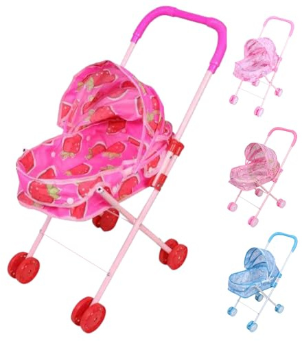 per bambole - Fingi di giocare a pieghevole con tettuccio, carrozzina giocattolo leggera per bambini, ragazzi e ragazze, ideale per la casa, i viaggi, la scuola, le feste, i comp