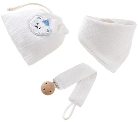 Lot de 3 bavoirs et pinces à tétine pour bébé, de rangement, tissu en coton respirant, organisateurs de voyage portables, prêt à offrir, bavoir triangulaire avec pochettes de rangement
