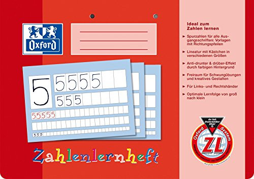 Oxford Zahlenlernheft, A4 quer, Lineatur ZL (1. Klasse), rot, 10 Stück