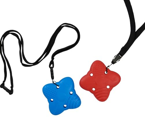 Sensory Direct Chewbuddy Super & Lanyards - Pack of 2, Sensory Toy for a Fidget, Chew or Teething Aid | For Kids, Adults, Autism, ADHD, ASD, SPD, Oral Motor or Anxiety Needs | Blue & Red