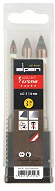 ALPEN Bohrer-Kassetten Set Keramo Extreme BOX 3 (3-tlg., Ø 6,00 – 10,00 mm, für harte Steinzeugfliesen bis Mohs-/Ritz-Härte 9 sowie Glas und Porzellan, Spezialbohrer, Bohrsortiment) 0000300003100