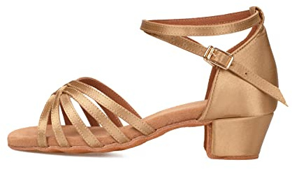 TRIWORIAE Zapatos de Baile Latín Calzado de Tacón Medio para Niña/Mujer Beige 36