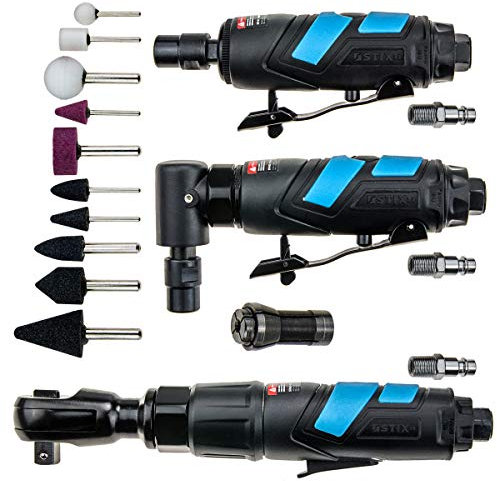 STIX Druckluft Schleifer Satz Winkelschleifer Stabschleifer Druckluftknarre Zubehör