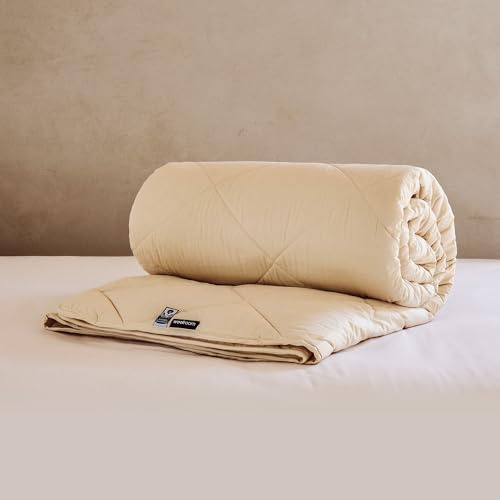 WOOLROOM Deluxe Machine Washable Comforter, British Wool Lightweight Comforter Twin Size - 100% Natural Hypoallergenic Cooling for Summer Months/Hot Sleepers Duvet Insert, Down Alternative Bedding