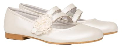 Angelitos Bailarina Tul & Perlas Comunión angelitos Mod.991,fabricación Nacional,100% Piel (Beige, Numeric 36 EU)