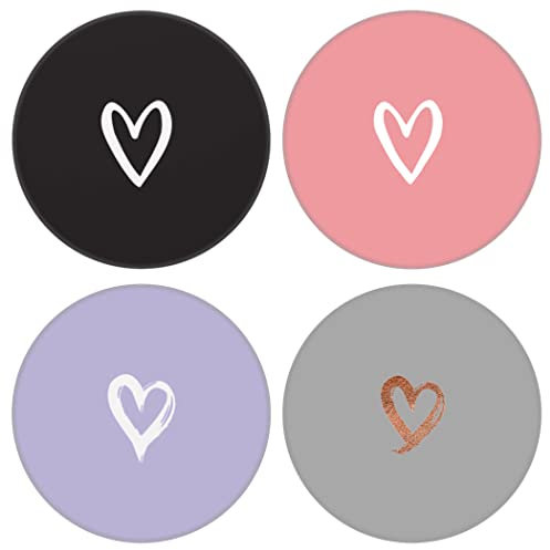 MOKKI Universal Phone Crip,Cell Phone Finger Holder Stand for Smartphone and Tablet -（4 Pack） White Rose Gold Heart Purple Black Pink