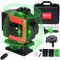 Nivel Láser de 16 Líneas, Nivelador Láser Verde en Cruz 4 x 360º Automático 4D, Líneas Verticales y Horizontales,Batería Recargable,Control Remoto,Elevación Eléctrica
