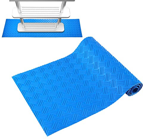 LUTER Tapis Échelle Piscine, 1,5 mm d'Épaisseur Tapis d'Échelle de Piscine Marchepied Antidérapant pour Piscine Hors Sol et Creusée (Bleu, 9 x 36 Pouces/ 24 x 91,5 cm)