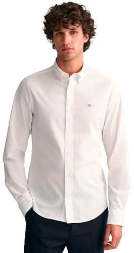 GANT Slim Poplin skjorta för män, Vit, M