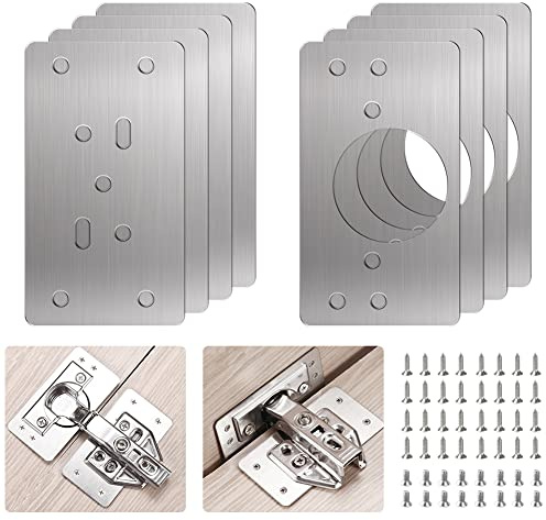 Flintronic Piastra di Riparazione per Cerniere, 8 Pezzi 47 x 90mm Repair Brackets Plates con Kit Staffa Foro 48 viti, Piastre di Montaggio della Cerniera della Port per Cucina, Armadio, Mensole