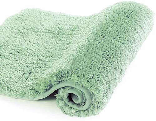 Reyox Badvorleger Maschinenwaschbare, Weiche Hochflor Badematte rutschfest, Mikrofasern Flauschig Badteppich für Badezimmer Hellgrün 50 x 80 cm