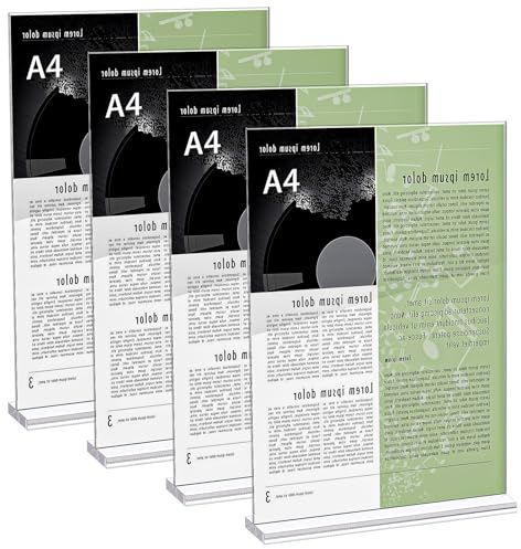 Yoosso Espositore da tavolo, formato A4, in acrilico, per pubblicità, menu, foto (21 x 29,7 cm)