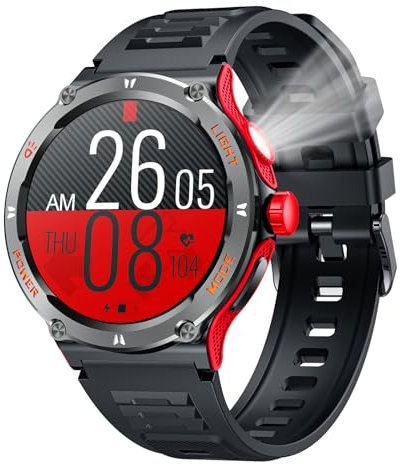 Reloj Inteligente Hombre Smartwatch Llamadas: 1.53Smart Watch con LED Linterna 3ATM Impermeable Fitness Deportivo Pulsometro Presion Arterial Pulsera Actividad Relojes Digital Hombre para Android iOS