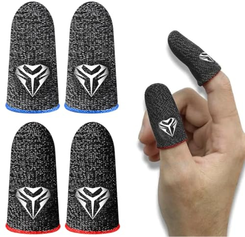 Juego de 4 cunas para dedos para juegos, estuche para juegos móviles, guantes para pantalla táctil a prueba de sudor, ajuste de dedos y pulgares para juegos con pantalla táctil
