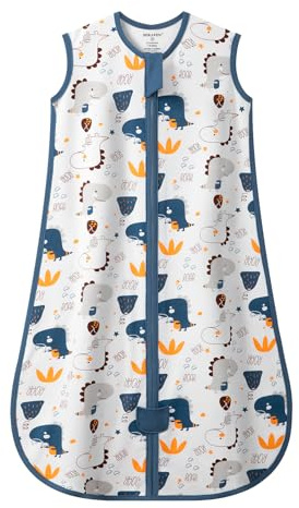 MIKAFEN Saco de Dormir para Bebé Verano 1.0 TOG, Saco de Dormir Infantil de Verano 100% Algodón para Niños y Niñas, Dinosaurio Azul, 6-14 Meses