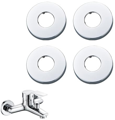 Set of 4 Rosette Shower Fittings, Tap Rosette Cover, Stainless Steel, Tap Cover Cap, Inner Diameter 26 mm, for Pipe and Shower Panel Mounting in Kitchen and Bathroom