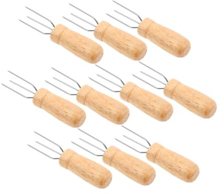 Toyvian 10pièces Set De Fourchettes à Maïs Acier Inoxydable avec Poignée Bois Accessoires De Barbecue Polyvalents pour Griller Fruits Et Légumes pour Picnics Et Réunions Familiales