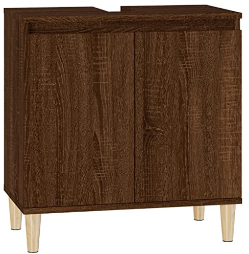 Tomostar Meuble sous Lavabo, Meuble de Rangement Salle de Bain sous Vasque Armoire Évier chêne Marron 58x33x60 cm Bois d'ingénierie