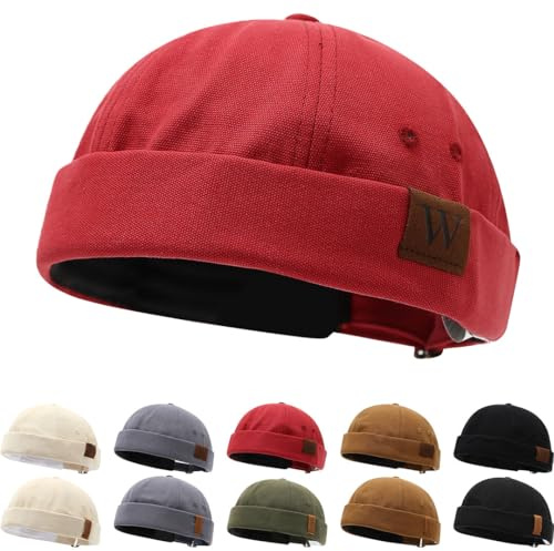 Casquette Docker pour Homme Femme Bonnet Docker Hat Bonnet Docker en Coton Casquette sans Visière Bonnet de Marin
