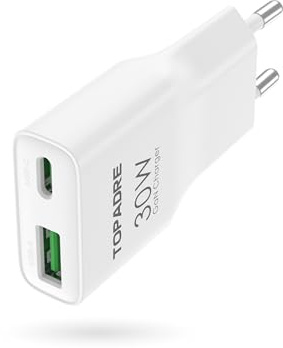 TOPADRE Chargeur USB C 30W Mini,2 Ports Prise USB C Rapide pour iPhone/iPad