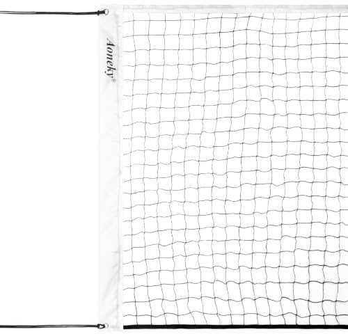 Aoneky Bärbart Volleybollnät med Rep, Vit, 4,6/6,4/9,6×0,9 m, utan Stolpar | Multifunktionellt Sportnät för Volleyboll Tennis Badminton, Utomhus Spel för Vuxna Barn, för Användning i Bakgård Pool Strand