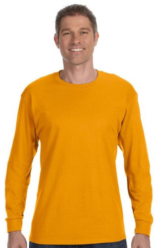 Hanes Tagless Long-Sleeve T-Shirt, Safety Orange, Medium
