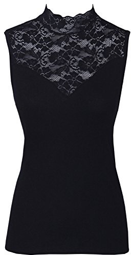 Nina von C. Fine Cotton Blazershirt mit Spitze Top Shirt 46 Schwarz