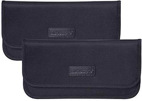 wisdompro Faraday Bag, 2 Pack of RFID Signal Blocking Bag Shielding Pouch Wallet Case for Cell Phone Privacy Protection and Car Key FOB (Black)