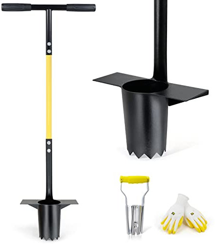 Jardineer Lot de 3 outils de plantation de bulbes à long manche et petit bulbe avec poignée souple pour creuser des trous pour planter des tulipes, des iris, des jonquilles