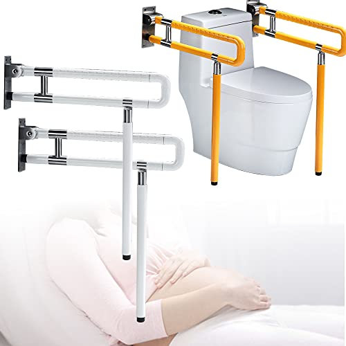 Fetcoi Weiss WC Wandstützgriff Stützhilfe 75cm Rutschfest Toiletten Griff Aufstehhilfe Klappbar Wandmontage Stütz Haltegriff Badezimmer für Ältere Schwangere