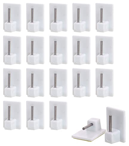 DBOO Confezione da 20 ganci autoadesivi – Ganci in plastica adesiva per finestre per aste per tende