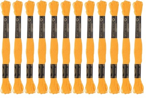 Sourcing karta 12 trådar broderigarn à 8 m av egyptisk långfiberbomull för broderiprojekt, armband, gyllene ton