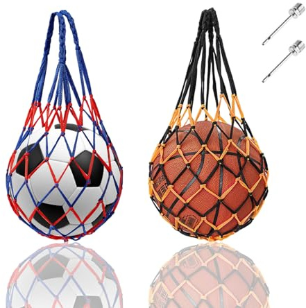 2 Pezzi Borse per Palloni, Sacchi a Rete per Palloni, Borsa a Rete per Palloni, Sacca Palloni Calcio, Borsa a Rete Sportiva Pallone per Calcio, Pallacanestro, Pallavolo, Rugby, Pallamano