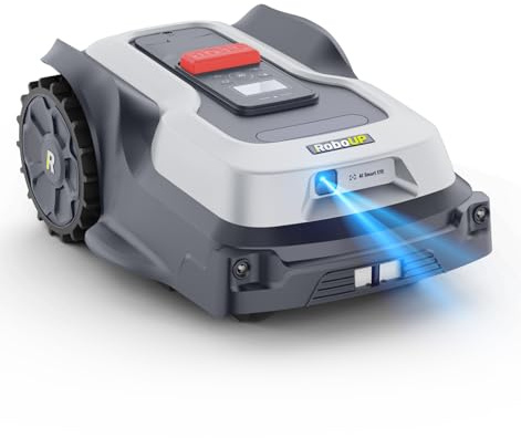 RoboUP T600 Mähroboter ohne Begrenzungskabel für Rasenfläche bis 800m², Kabellose Einrichtung, App-Steuerung, Individuelles Mähen, Auto-Kartierung Rasenmäher Roboter, 24° Steigungfähigkeit