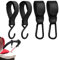 Dokeno 4 Stück Kinderwagen Haken, Leder Karabiner Kinderwagen Klammern Haken Kinderwagenhaken Taschenhaken Buggy-Clips Träger Kinderwagen Haken für Taschen Rucksäcken Geldbörsen Schwarz