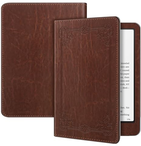Fintie Case for 7/6.8 Kindle Paperwhite(12th/11th Generation-2024/2021) and Kindle Colorsoft - Book Style Folio Durable Vegan Leather Cover with Auto Sleep/Wake, Brown