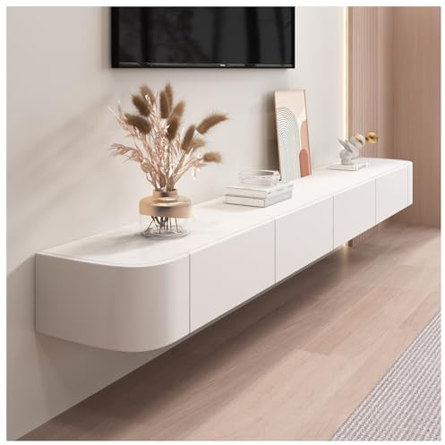 KSYGINXD Floating TV Unit Cabinet, Wall Mounted TV Shelf, Standing Or Hanging TV Lowboard, Entertainment Center for Living Room, Practical and Functional(White,160x24x20cm)