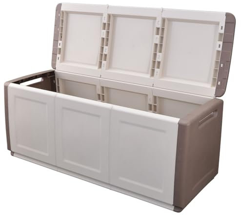 INTEC - Coffre de Rangement 330L Beige/Taupe 138 x 53 x H57cm Poignées de Transport polypropylène