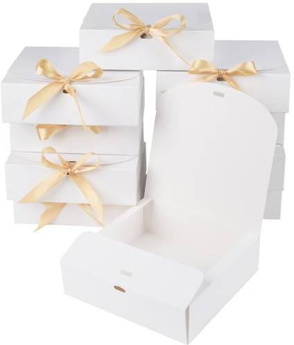 GXFCING 10 Pack Gift Boxes with Lids 16x16x5cm White Cardboard Gift Box Bridesmaid Proposal Box for Wedding Birthday Christmas Party Present