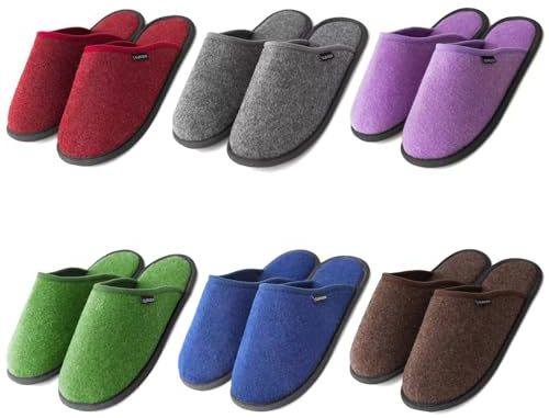 GURGER Unisex Gästehausschuhe Set Waschbar Antirutsch Hochwertige Filz Gästepantoffeln Hausschuhe für Gäste Set, 6er Set