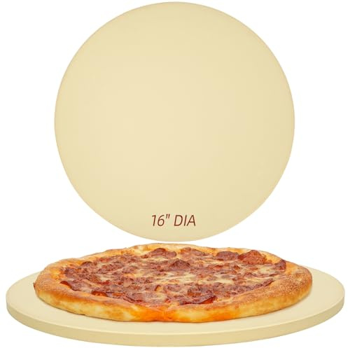Permade Pierre à pizza ronde pour barbecue et four - Pierre de cuisson de 40,6 cm - Pierre à pizza en cordiérite robuste pour pain, biscuits, résistant aux chocs thermiques - Pierre de cuisson pour