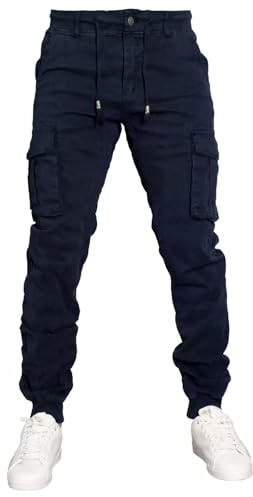 Toocool - Pantaloni Uomo Cargo Militari tasconi Laterali Casual Cotone G6538 [G6601 Estivo Blu, 32/tg 46]