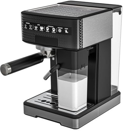 Compact Coffee Machine - 20 Bar Pressure, 1400W 15s Fast Heat & Milk Frother | Makes Espresso, Latte & Cappuccino | Energy-Saving & Auto Clean (1.5L Tank, 304 Stainless Steel) – Perfect for Beginners