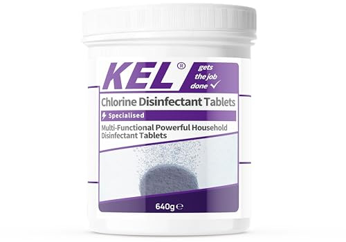 KEL - Chlorine Disinfectant Tablets 200 x 1.67g NADCC - fast-dissolving household cleaner for toilets drains bins floors and hard surfaces - 640g tub