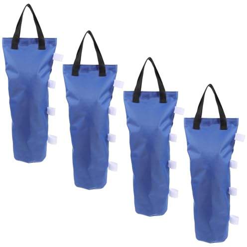 Angoily Juego de 4 Contrapesos para Sombrillas y Toldos Exteriores Bolsa de Arena de Tela Oxford Resistente Plegable y Fácil de Llenar Agua o Arena Tamaño 22X50 CM Azul