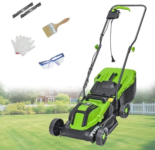 Elektrisk GräSklippare, GräSklippningsmaskin, VertikalskäRare Med UppsamlingslåDa, 5-Stegs Djupjustering, Snabbvikning, FöR TräDgåRden 2100W/32CM-Cord0M