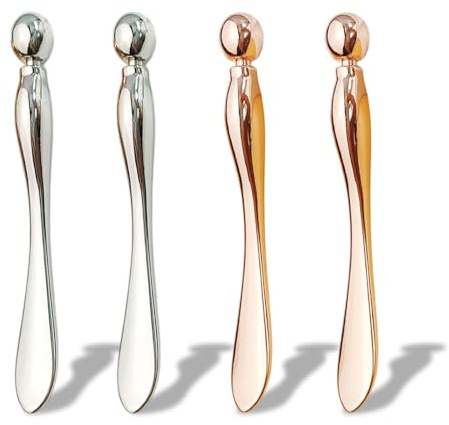THXFUNAREA 4 pièces 2 en 1 spatules cosmétiques en métal pour soins de la peau, cuillères, cuillères à cosmétiques,Massage des yeux pinceaux - Pour masque, crème, lotions, crèmes hydratantes